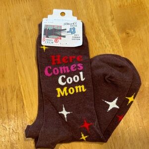 Blue Q Brown Socks with Colorful Text